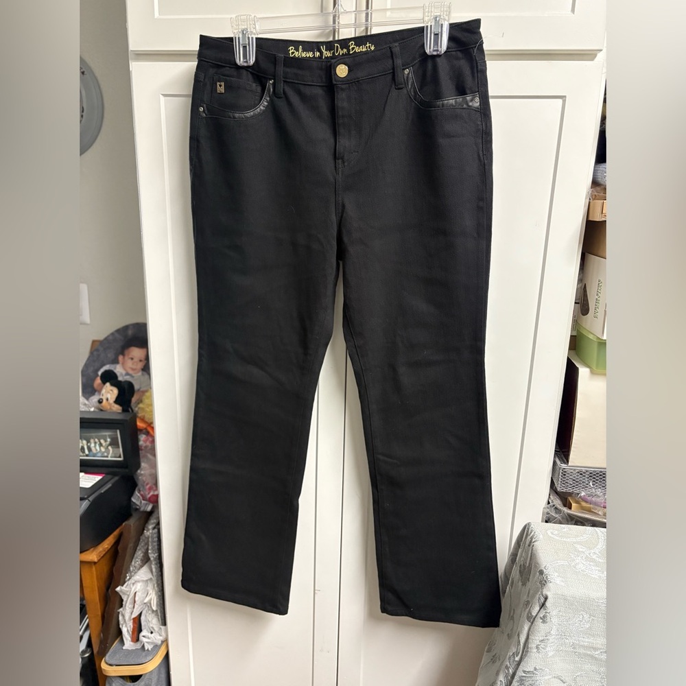 Belle Kim Gravel Black Stretch Jeans Sz 16 NEW